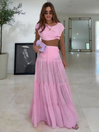 Dreamy Pink Grace Pleated Two Sets