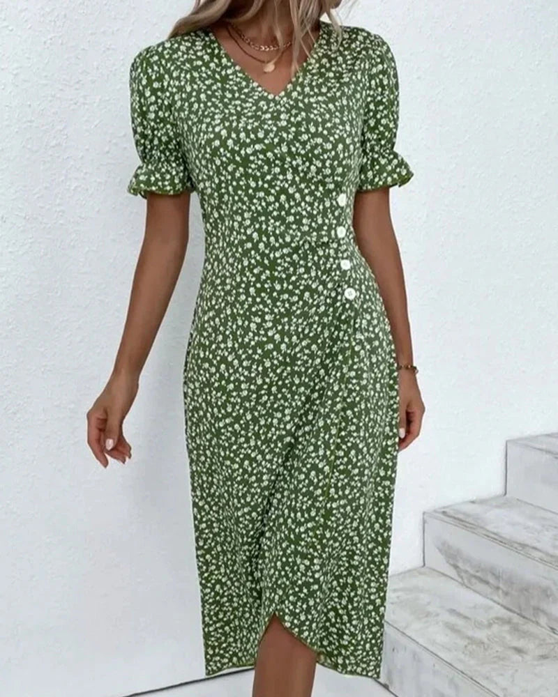 Camila Effortless Women's Floral Dress with Short Sleeves Designer Edit