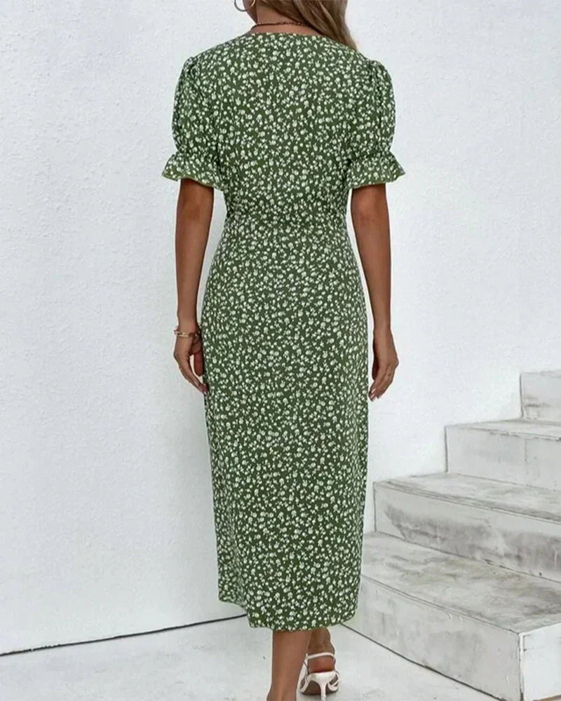 Geraldine Boutique Short Sleeve Dress with Floral Print Statement Occasion Edit