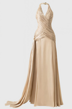 Pavoty Halter Neck High Waist Maxi Dress