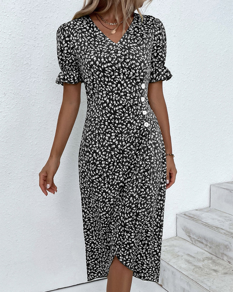 Lydia Boutique Dress with Buttons Evening Wear Edit