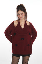 Bow Tie Halter UNeck Knit Top