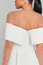 Elegant Evening Lapel Bandeau Removable Belt Pocketed Mini Dress