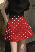 French Style HighWaisted Polka Dot Mini Skirt