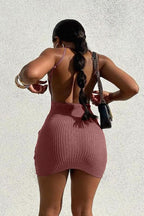 Cami Knit Solid SlimFit Mini Bodycon Sweater Dress