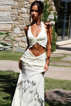 Sleeveless Halter Twist Co-ord Boho Dress