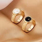 2-Piece Minimalist Watch Drip Color Ring Set