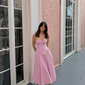 Spaghetti Strap Slim A-Line Midi Dress