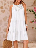 Desiree Minimalist Sleeveless Lace Mini Dress Elevated Occasion Wear