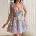 Embroidery Floral Corset Dress