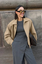 Thick Wool Blend Collared Loose Commuter Jacket