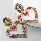 Heart-shaped with colored  retro temperament exaggerated earrings