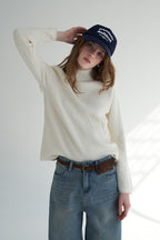 Mock Neck Fleece Lined Knit Top