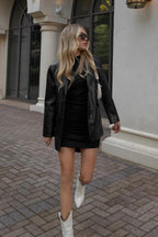Docie Black Leather Shacket