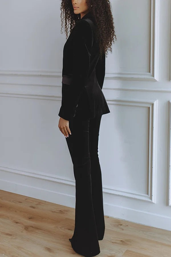 Delicate Daze Velvet High Rise Elastic Waist Flare Pants