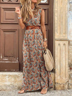 Vintage Sleeveless High waisted Bohemian Dress