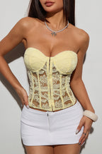 Fashionable Embroidered Fishbone Strapless Backless Tube Top