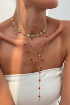 Fashionable Diamond Cross Chain Elegant Multi-layered Necklace