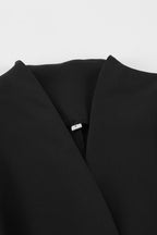 Black VNeck Ruched Waist Blazer