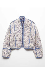 Retro print quilted short jacket