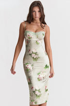Floral Lace Suspender Midi Dress
