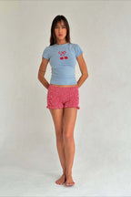 Y2K Solid Casual Low Waist Plaid Ruffle Shorts