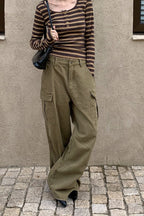 Textured Cargo Bootcut Casual Jeans