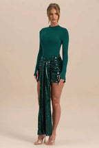 Sequin Patchwork Top Mini Skirt Set