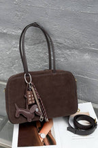 Retro multi-colored suede handbag