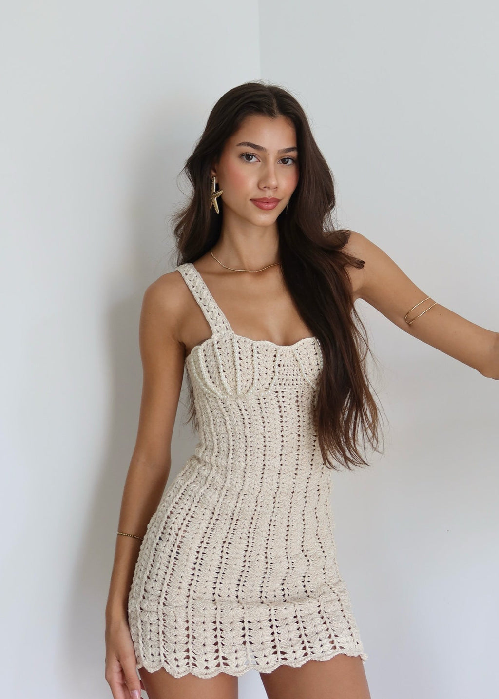Isla Crochet Knit Bodycon Mini Dress