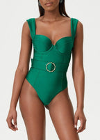 Emerald Shape - StructuRed One-Piece Swimsuit with Belt