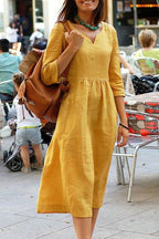 Casual Simplicity Solid Solid Color V Neck One Step Skirt Dresses