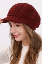 Fleece Lined Cable Knit Beret Hat