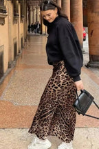 Elegant Draped Satin Midi Skirt