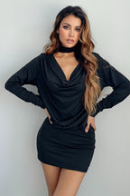 Solid Cowl Neck Ruched Birthday Dress
