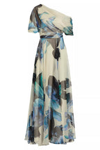 Sandy Aesthetic Unique Printed Bohemian Short Sleeve One Shoulder Maxi Dress Designer Edit