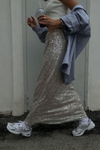 Glitter Sequin ALine Midi Skirt