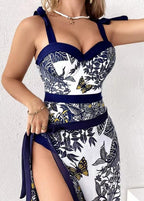 Wild Elegance Printed One-Piece Swimsuit & Wrap Skirt Set