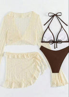 Sheer Cover-Up & Bikini Set – 4-Piece Beachwear