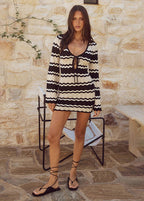 Zahara - Crochet Wave Knit Mini Dress