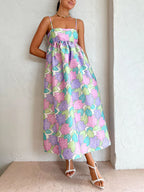 Beautiful Temperament Printed Strapless Backless Swing Dress