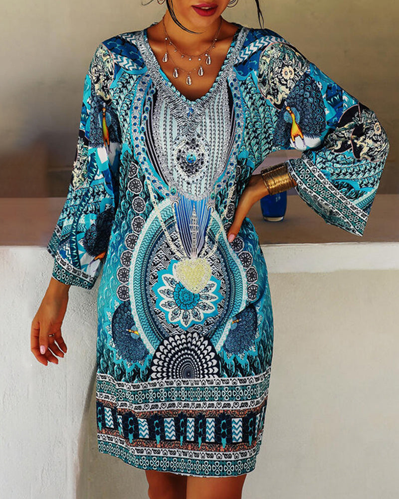 Hella Elevated Boho Dress with Long Sleeves Chic Silhouette Collection
