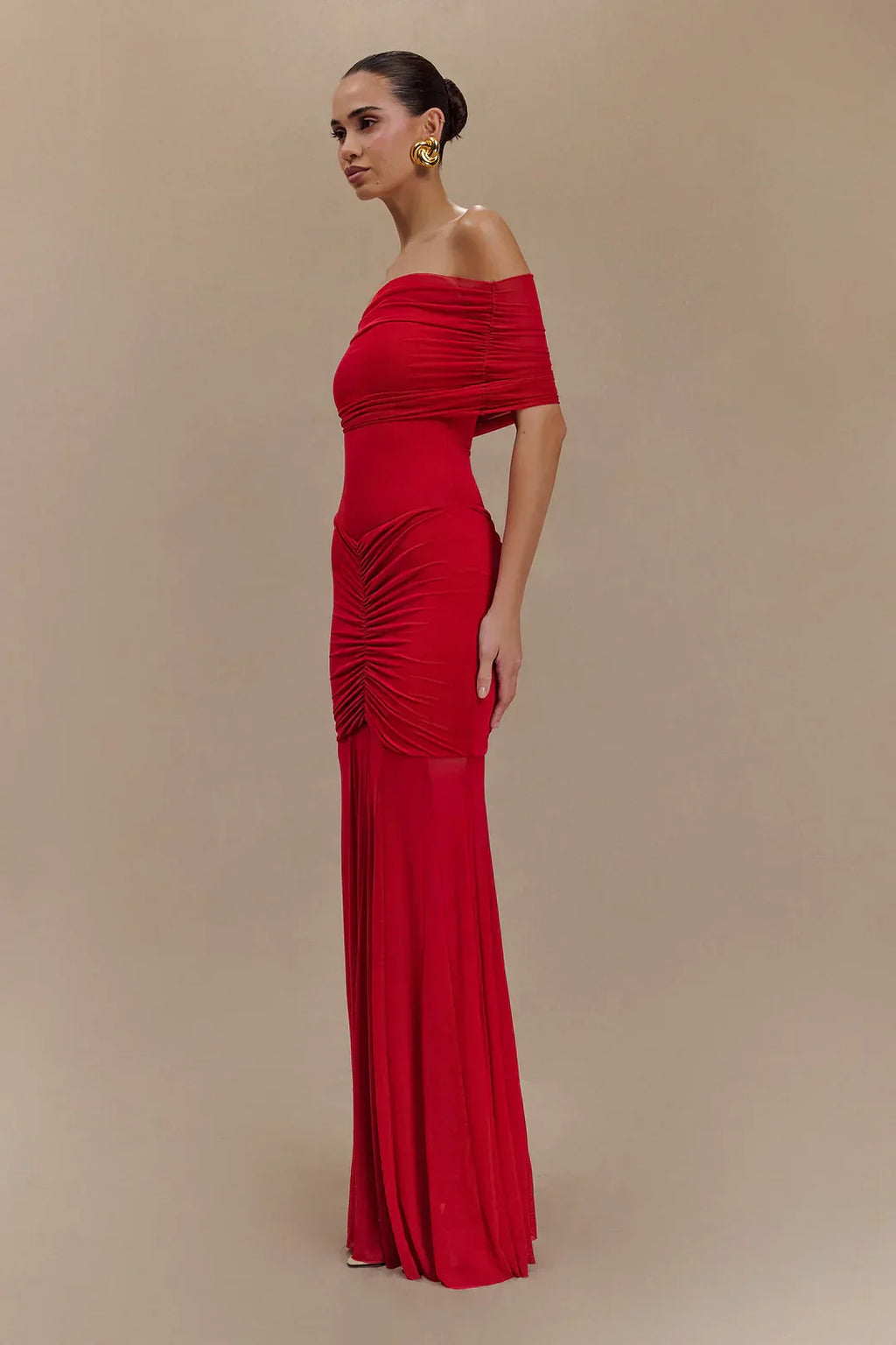 Piper - Off - Shoulder Pleated Maxi Dress