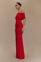 Piper - Off - Shoulder Pleated Maxi Dress