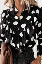 Autumn and winter polka dot ruffle long sleeve shirt