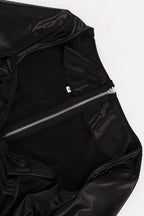 Flared Sleeve Color Block Crop Top Puffy Skirt Set
