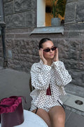 Stand Collar Dot Print Jacket