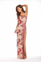 Sequin Backless Asymmetric Formal Dress