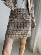 Brown round neck tweed jacktet