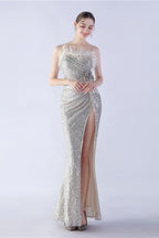 Ostrich Feather Embellished Maxi Dress